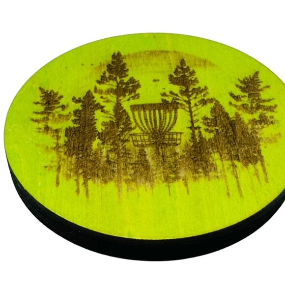 Disc Golf Mini Wood Laser Engraved Bottle Opener 4" Discgolf Scene - Picture 1 of 3